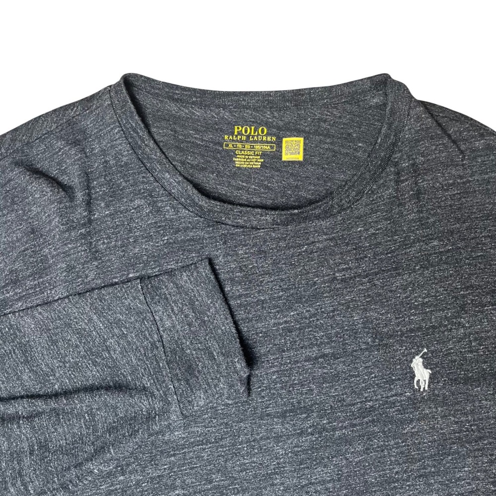 Polo Ralph Lauren T-Shirt Mens XL Gray Heather Long Sleeve Classic Fit Pony Logo